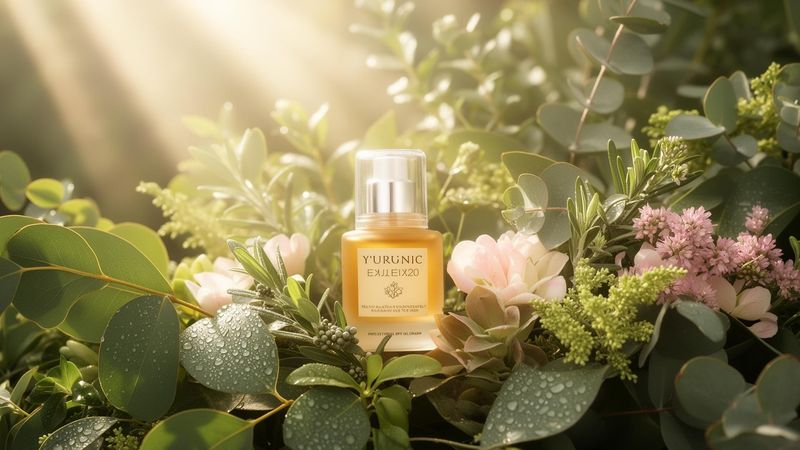 Botanicals and a LoveMore bottle bathed in soft morning light